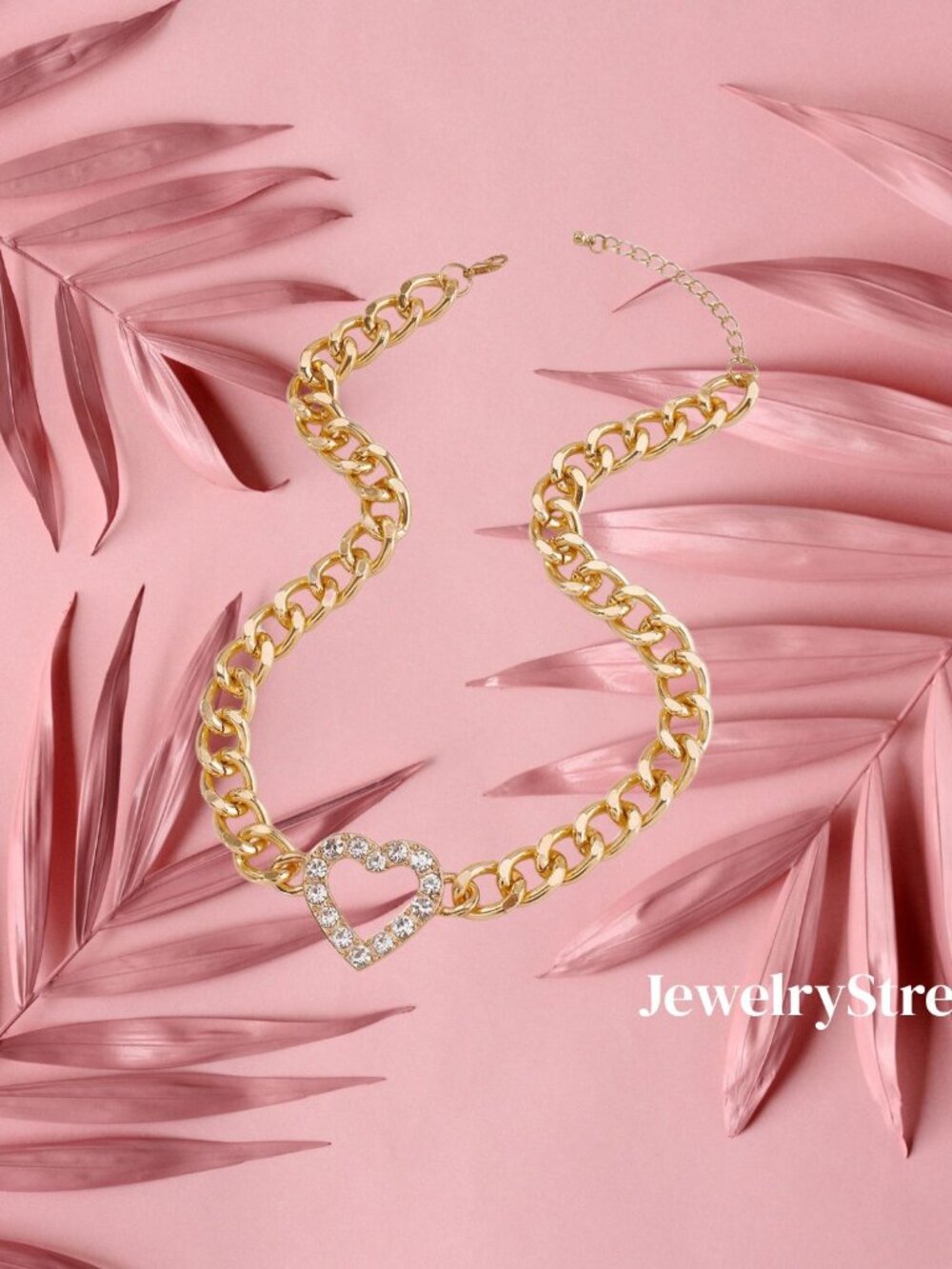 Gold heart necklace y2k punk